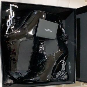 High heel leather Vernice YSL signature heel boots